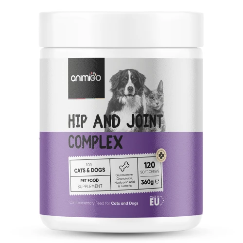 Hip &amp; Joint Complex  120 Soft Chews for Dogs &amp; Cats  Animigo